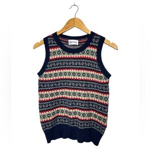 Brora 100% Cashmere Fair Isle Nordic Sweater Vest Top Womens US Size 4 UK Size 8